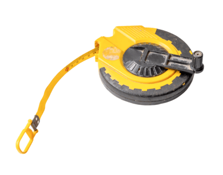 gammal smutsig gul tejp mäta med skala isolerat med klippning väg i png fil formatera