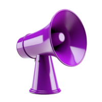 3d render violet loudspeaker warning icon. Megaphone speaker announce symbol png