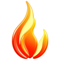 3d render laranja fogo chama ícone. realista logotipo quente gás para emoticon, energia, ui Projeto png