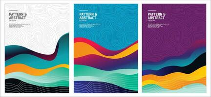 three vertical banners with abstract waves vector