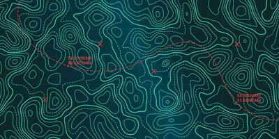 Ocean topographic line map with curvy wave isolines vector illustration.