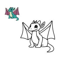 Little dragon for coloring book. Cute dragon for coloring page. Vector illustration.