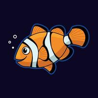 illustration of a clown fish swimming in the sea vector