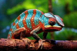 colorful panther chameleon in wild nature, AI Generated photo