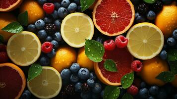 Background of various kinds of fresh fruit photo