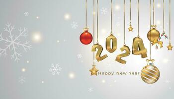 Golden 2024 Numbers Happy New Year Greetings Card vector