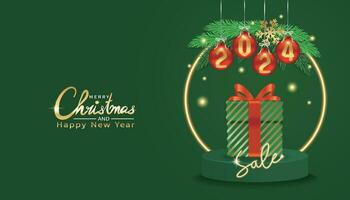 2024 Christmas and Happy New Year stand for event sale vector