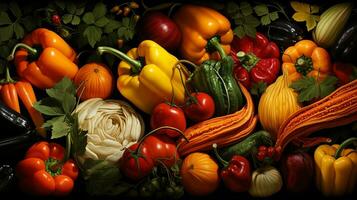 Background of various kinds of fresh vegetables photo