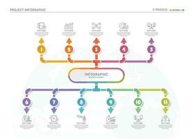 infografía proceso diseño con íconos y 11 opciones o pasos. vector