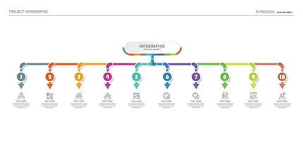 Infographic process design with icons and 10 options or steps. vector
