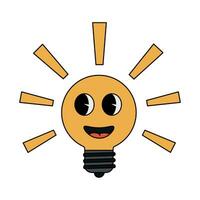 Funny groovy retro clipart light bulb vector