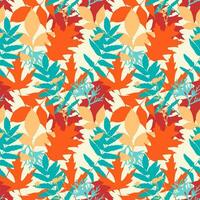 Autumn bright multi-colored pattern with silhouettes of leaves. vector