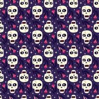 Vibrant Halloween pattern with mystical Gothic skulls. vector