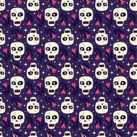 Vibrant Halloween pattern with mystical Gothic skulls. vector