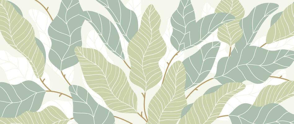Abstract foliage botanical background vector. Light color wallpaper of tropical plants, leaf branches, leaves, forest. Foliage design for banner, prints, decor, wall art, decoration.
