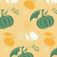 Seamless pattern pumpkins of different colors autumn harvest Halloween Vector EPS10