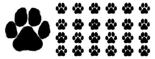 Dog paw print in different brush stroke style vector