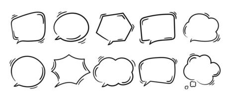 Set of speech bubble doodle element vector. Hand drawn doodle style collection of different speech bubble symbol. Illustration design for print, cartoon, card, decoration, sticker, icon. vector