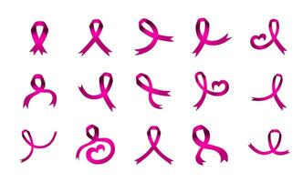 pink ribbons bundled in various forms vector