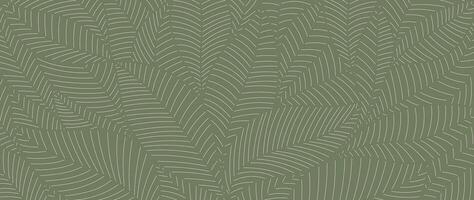 Botanical leaf line art wallpaper background vector. Luxury natural hand drawn foliage pattern design in minimalist linear contour simple style. Design for fabric, print, cover, banner, invitation. vector