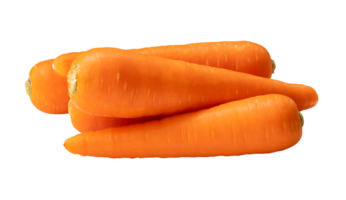 Fresh orange carrots in stack isolated with clipping path in png file format Close up of healthy vegetable root