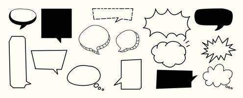 Set of speech bubble doodle element vector. Hand drawn doodle style collection of different speech bubble symbol. Illustration design for print, cartoon, card, decoration, sticker, icon. vector