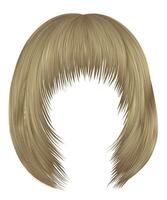 trendy  woman  hairs bob kare with fringe  . light  blond  colors . medium length . beauty style . realistic  3d . vector