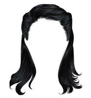 trendy woman long hairs brunette black colors .  beauty fashion .  realistic  graphic 3d.retro vector