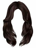 trendy woman long hairs brunette brown brunette colors.beauty fashion .  realistic  graphic 3d vector
