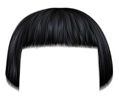 trendy hairs brunette black colors . kare fringe . beauty fashion vector