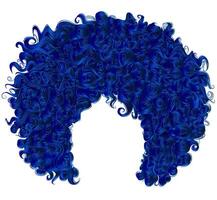 trendy curly dark blue hair  . realistic  3d . spherical hairstyle . fashion beauty style . vector