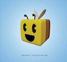 bee cube shape in 3d vector illustration