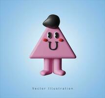 cute triangle character in pixel art style vector