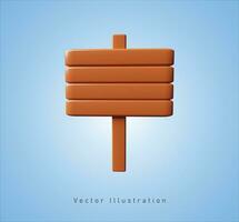 wooden sign in 3d vector illustration