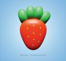 strawberry in 3d vector illustration