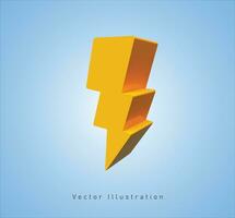 thunder sign in 3d vector illustration