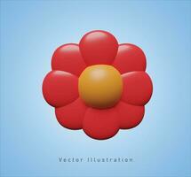 red flower in 3d vector illustration