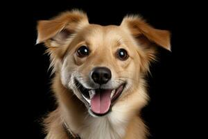 cute dog on black background, AI Generated photo