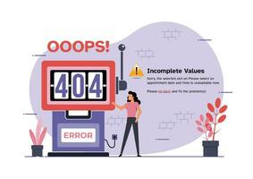 Slot machine for 404 error page vector