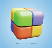 juguete cubo en 3d vector ilustración