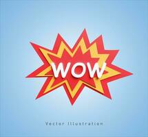 wow text effect in 3d vector illustration
