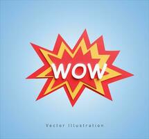 wow text effect in 3d vector illustration