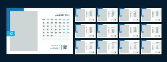 Desk Calendar Template 2024 vector