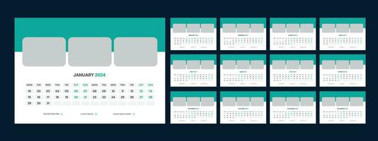 Desk Calendar Template 2024 vector