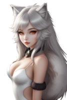 White Fox Demon on Transparent Background Ai Generative png