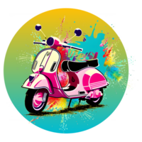 Colorful Vespa Motorcycle Transparent Background Ai Generative png