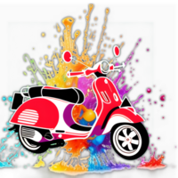 Colorful Vespa Motorcycle Transparent Background Ai Generative png