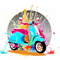 kleurrijk vespa motorfiets transparant achtergrond ai generatief png