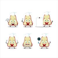 Cartoon character of slice of watter apple, with various chef emoticons vector