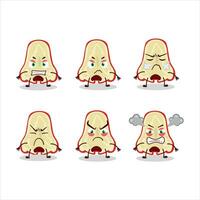 Slice of watter apple cartoon character with various angry expressions vector